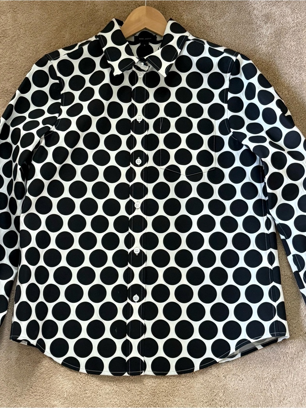 Rare Marc Jacobs FW11 Runway Polka Dot Button Front Shirt Size 8 Made in USA